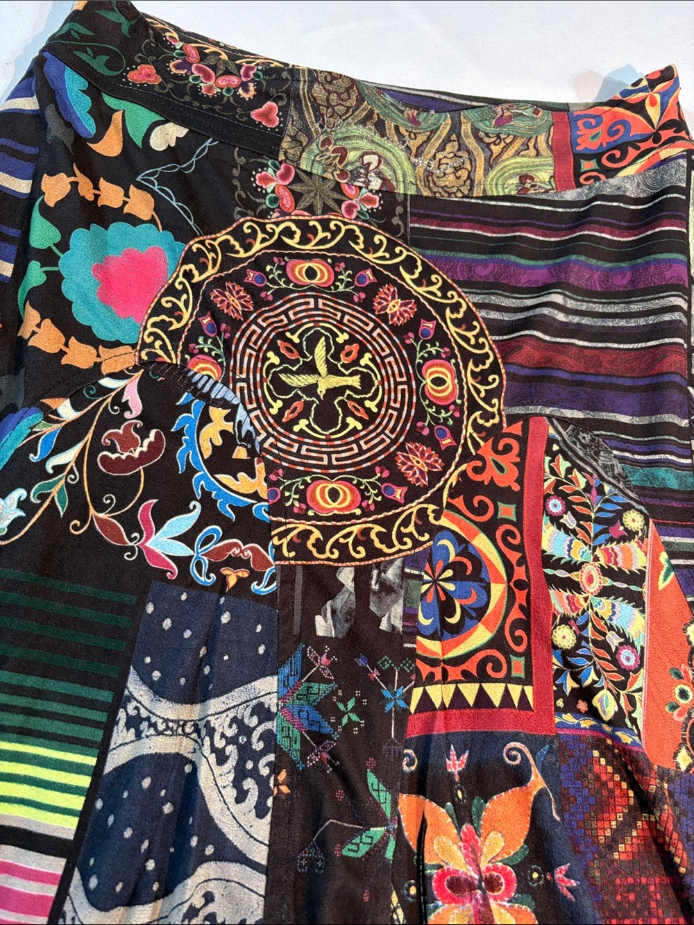 Desigual Skater Skirt size Medium Multicolor patchwork lined - Picture 3 of 15